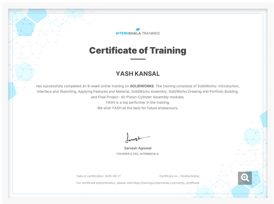 SOLIDWORKS Certificate